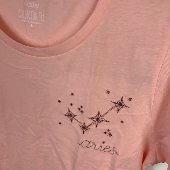 NWT J Crew Factory SMALL Aries zodiac graphic tee PINK Shirt Sleeve Celestial - Picture 3 of 6